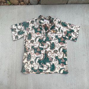 Vintage Hawaiian Tribal style quarter button collared shirt